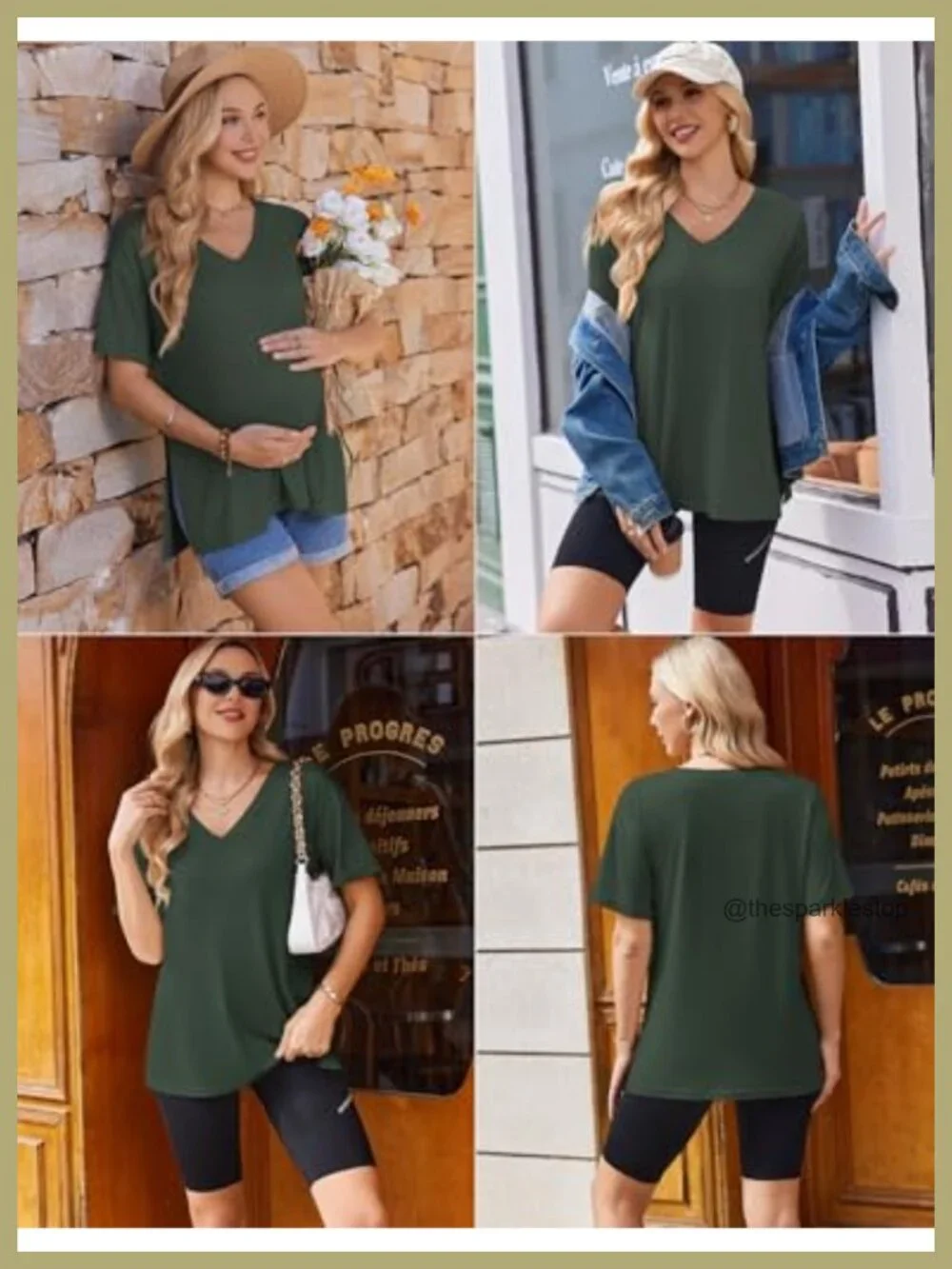 Maternity Shirts 3 Pack Oversized Pregnancy Tops Summer Short Sleeve V Neck